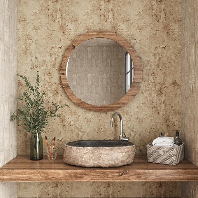 VEELIKE Aged Tan Concrete Wallpaper Peel and Stick Distressed Beige Limewash - Image 4