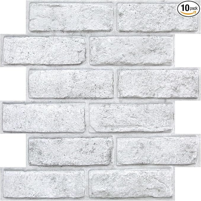 3D Faux Brick Wall Panels Peel and Stick, Small Brick-Look Textured Wall Sticker by SMOOSTIKCDECOR