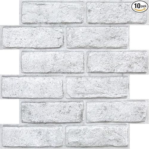 3D Faux Brick Wall Panels Peel and Stick, Small Brick-Look Textured Wall Sticker by SMOOSTIKCDECOR
