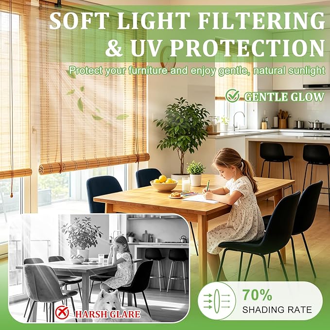 Bamboo Blinds 32x72 inch Bamboo Roman Shades - Image 4