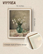 VIYYIEA Framed Wall Art for Living Room, Snowdrop Flowers in Green Glass Vase - Image 5