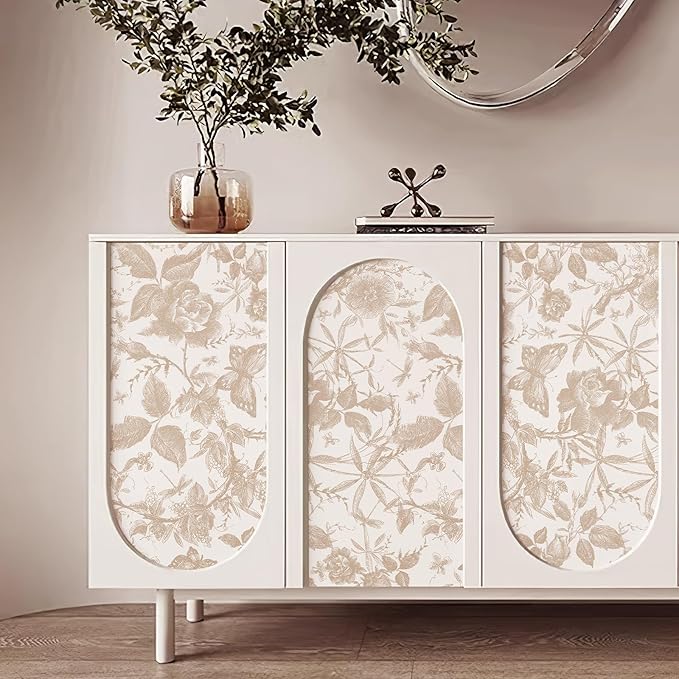JiffDiff Vintage Peel and Stick Wall Stick，Champagne Wallpaper Rose Removable - Image 3