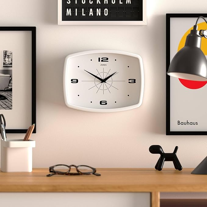 JONES CLOCKS® Movie Wall Clock | Retro Rectangular Clock | 10 inch | White | - Image 3