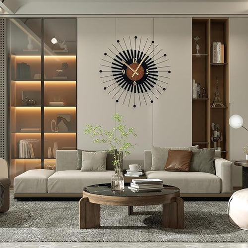22 Inch Modern Sunburst Wall Clock Battery Operated, Silent Quartz Movement - Image 2
