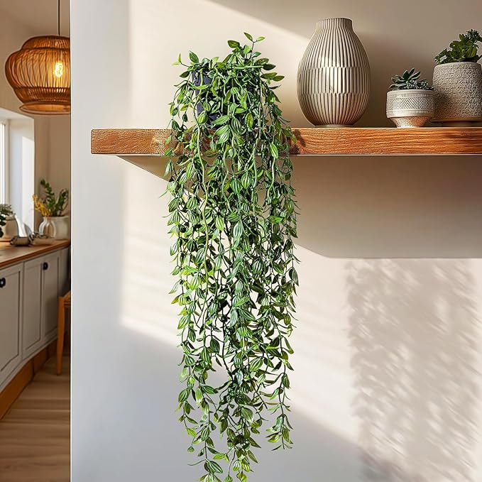 Artificial Hanging Plant 2 Pcs Faux Plant Ivy Vine Faux Eucalyptus Vines Fake - Image 4