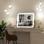 FENNIO Gold Vanity Mirror with Lights 22"x19", LED Lighted Makeup Mirror - Image 6