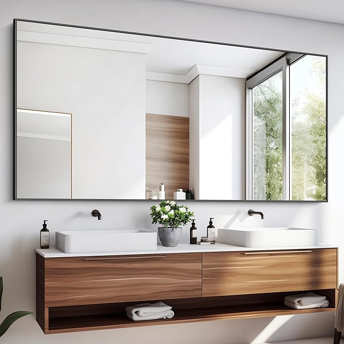 KOCUUY Black Bathroom Mirrors for Wall, 72x36 Large Rectangle Mirrors for - Image 7