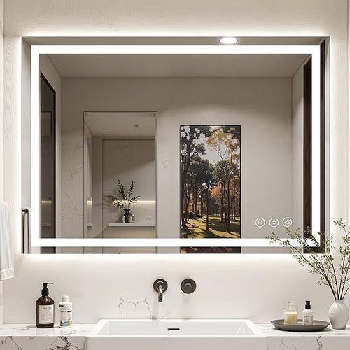 48X40 LED Bathroom Mirror with Lights, Backlit + Front Lit, Lighted Bathroom by Rpoesx