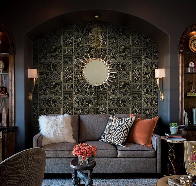 Erfoni 118"x17.7" Black and Gold Wallpaper Vintage Peel and Stick Wallpaper - Image 3