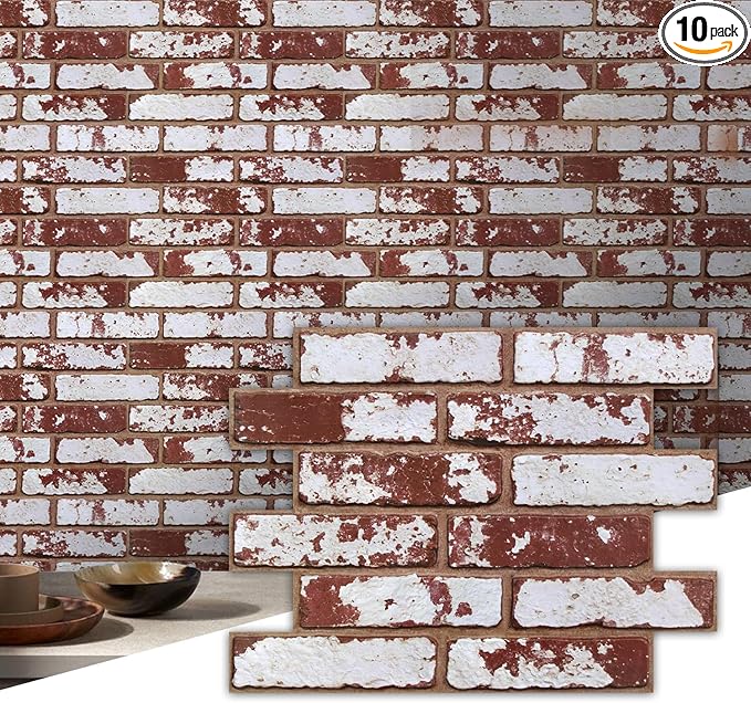 Commomy 3D Peel and Stick Brick, Ultralight Thin PVC Faux Brick Wall Panels by CommomyDecor