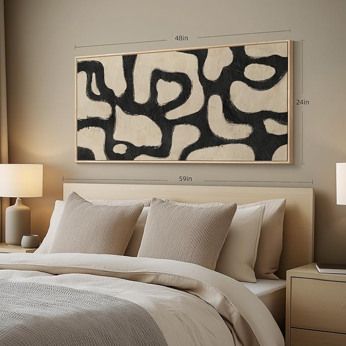 Framed Abstract Neutral Horizontal Wall Art - Image 2