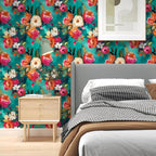BOKEBEVE Bright Floral Wall Paper Watercolor Peel and Stick Wallpaper Oil - Image 2