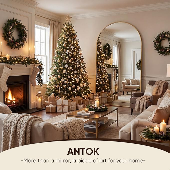 Antok 91" x46” Arched Full Length Floor Mirror, Free Standing/Wall Mount/Leaning - Image 5