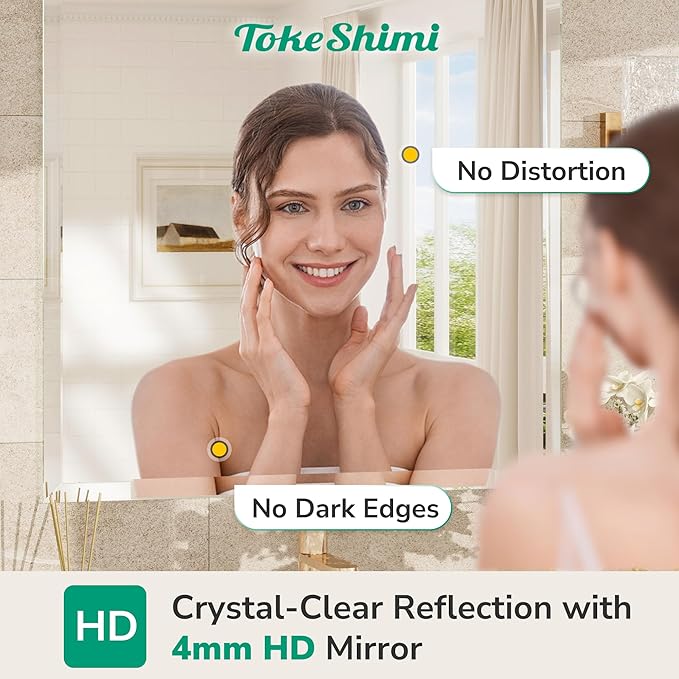 TokeShimi 30x36 Beveled Bathroom Mirror Frameless, Rectangle Bathroom Vanity - Image 4
