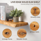 Floating Shelves Set of 2, Solid Elm Wood Wall Shelves 36 Inch - Image 7