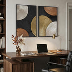 Large Framed Abstract Circles Wall Art Set of 2 - Image 2