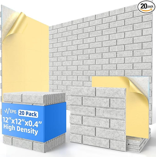 20 Pack Acoustic Panels with Self Adhesive, Soundproof Wall Panels, Brick Sound by NEPIS