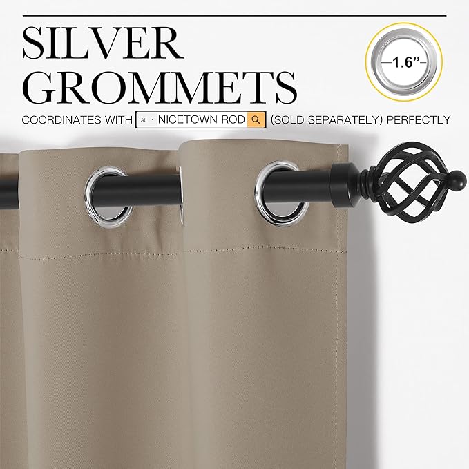 NICETOWN Sleek Blackout Curtains 63 inches Length - Image 3