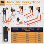 16 Pack Steel Heavy Duty Garage Hooks Storage Hooks - Image 2