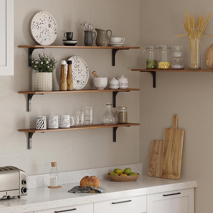 DINZI LVJ Long Wall Shelves, 47.3Inch Wall Mounted Shelves Set of 4, Extra - Image 7