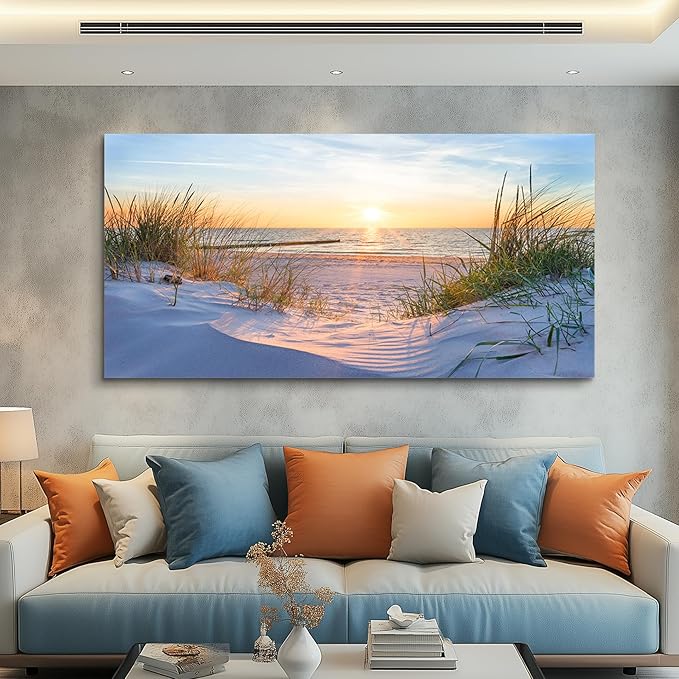 Wall Art For Living Room Large Size Wall Decorations Pictures Blue Sun Beach - Image 8