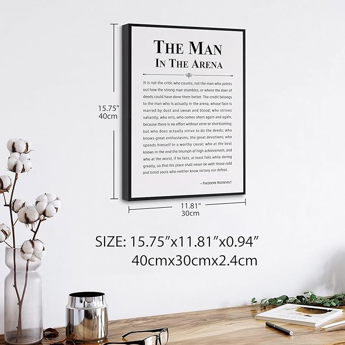 Howwii Inspirational Wall Art Office Decor The Man in the Arena Motivational - Image 2