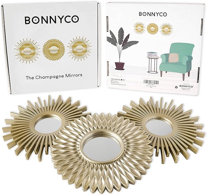 BONNYCO Gold Mirrors for Wall Pack of 3, Round Wall Mirrors Bedroom Room and - Image 2