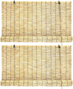 Bamboo Roll Up Shades 2 Pack, Reed Roller Blinds 47" W x 71" H, Natural Light - Image 2