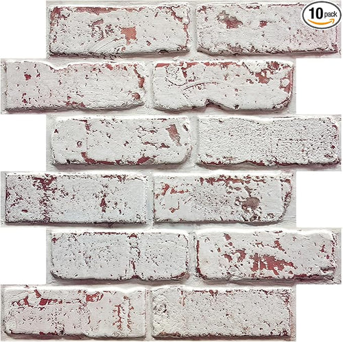 3D Whitewash Brick Wall Panel Peel and Stick by COMSTICKCDECOR