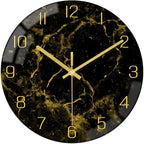VIKMARI Black Modern Marble Texture Clock Gold Hands Rustic Kitchen Decor 12 by VIKMARIWallClock