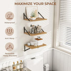Heimlove Deep Floating Shelves for Wall, 12 Inch Deep Floating Shelves Set of 3 - Image 4