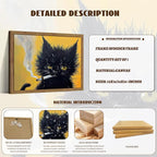 Vintage Black Cat Wall Art, Mens Room Canvas Print Poster, Cool Animals Picture - Image 5