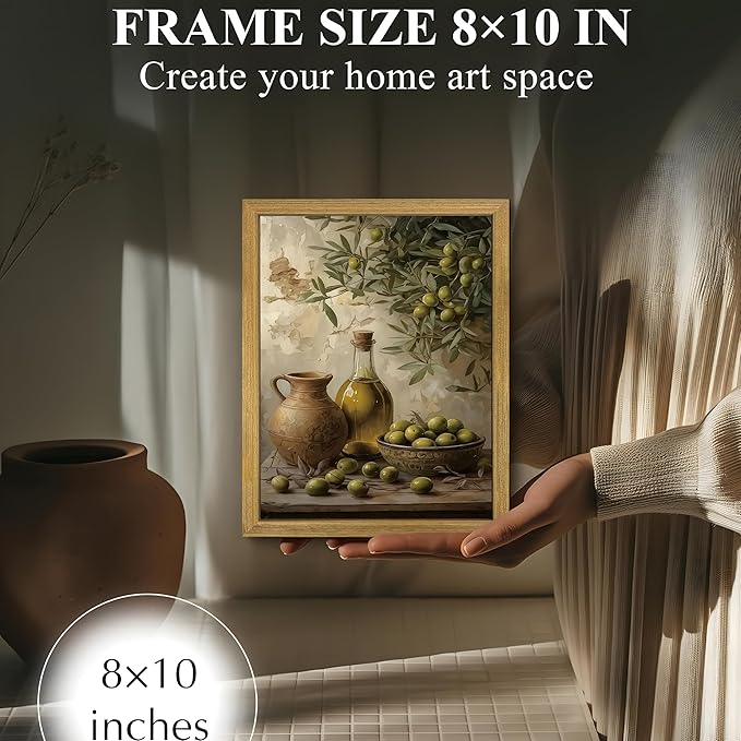 Wood Framed Olive Kitchen Wall Art, Vintage Rustic Still Life Canvas Print - Image 5