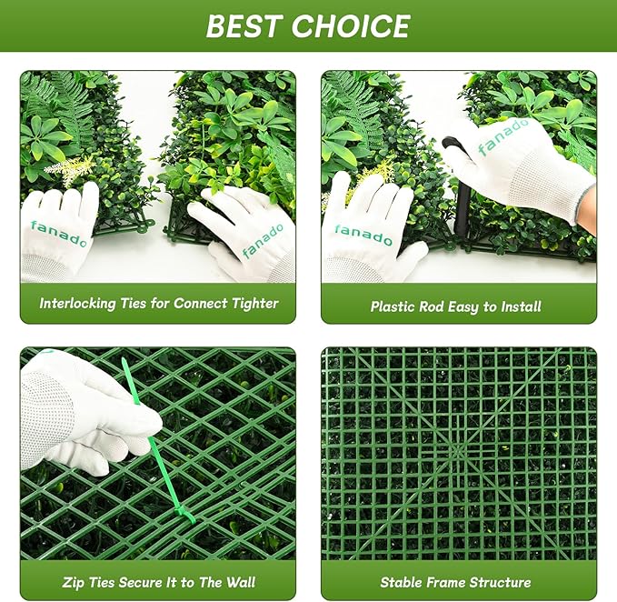 Artificial Grass Wall Panels 20"x20", Hedge Green Wall Decor Backdrop, UV-Anti - Image 5