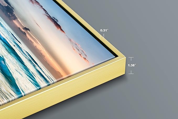 Wieco Art Framed Canvas Wall Art 3 Panel Blue Beach - Image 2