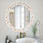 Tanmicoshomy Round Wall Mirror 30 Inch, Natural Brown Shell Framed Circle - Image 6