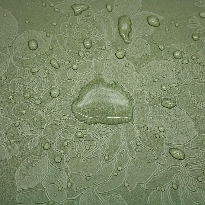 Green Flower Wallpaper Stick and Peel 17.7inch x 78.7inch Embossed Floral Stick - Image 8