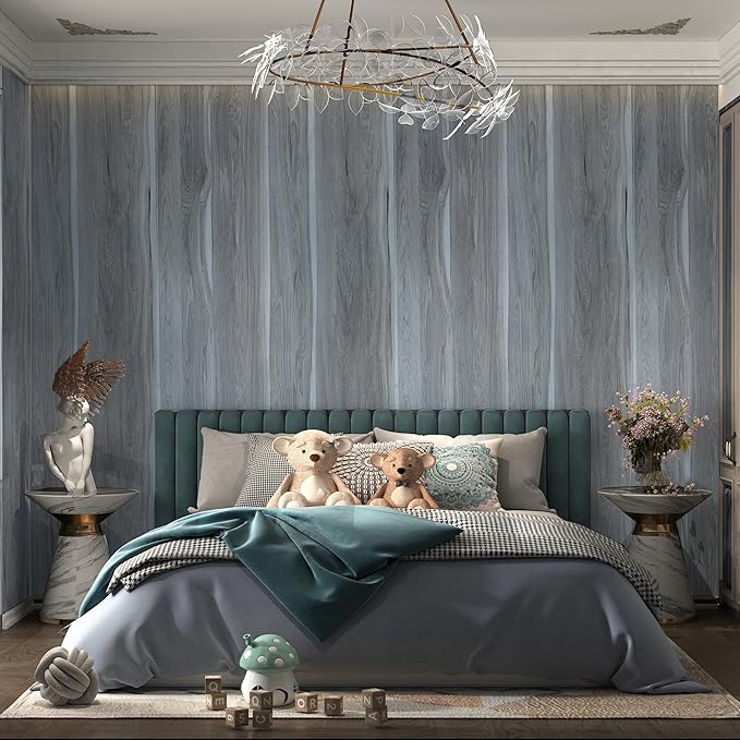 BOMENG Wood Grain Contact Paper Grey Wood Look Wallpaper Peel and Stick - Image 3