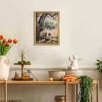 Wood Framed Canvas Wall Art, Vintage Boy and Dog Painting Poster, Countryside - Image 6