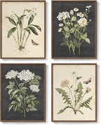 Framed Vintage Botanical Wall Art Bedroom, 4 Piece Rustic Farmhouse Floral - Image 9