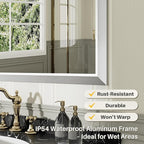 55x30 Inch Brushed Silver Bathroom Mirror - Image 3