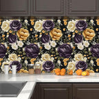 Floral Black Vintage Wallpaper Peel and Stick Dark Purple Beige Peony Contact - Image 4