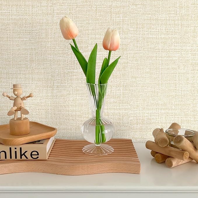 Beige Grasscloth Peel and Stick Wallpaper 17.3"x160" Faux Linen Textured - Image 3