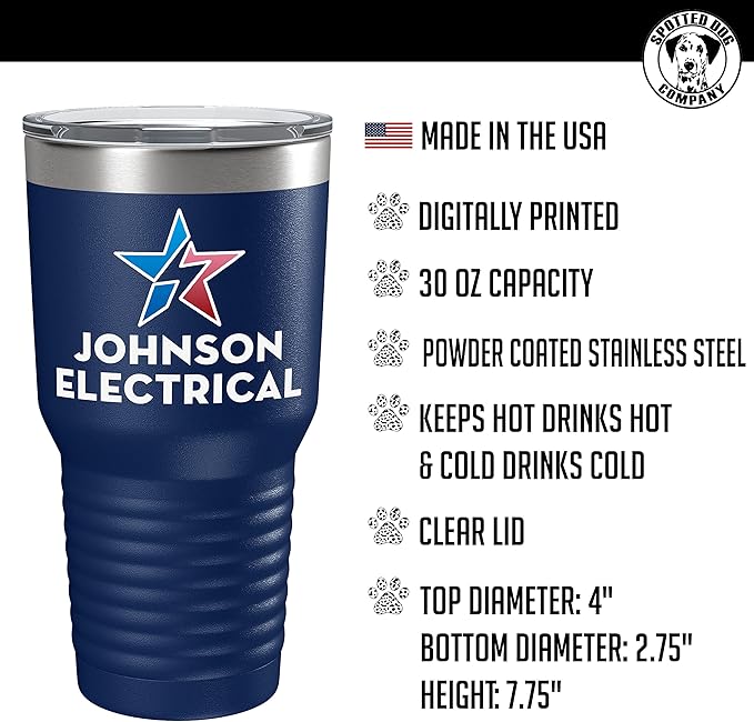 Personalized 30oz (17 Colors) Printed Insulated Stainless Steel Powder Coated Tumbler with Lid - Custom Bulk Promotional Items with your Logo - Bulk Company Small Business Party Favors (Navy Blue)