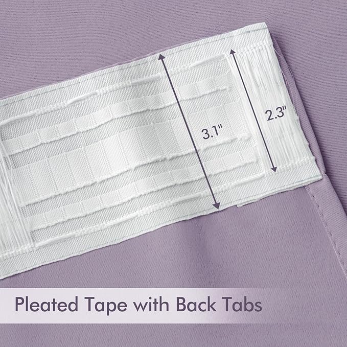 MIULEE Lilac Back Tab Blackout Curtains 120 Inch Long 2 Panels Set - Image 4