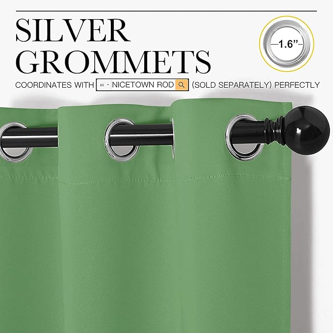NICETOWN Froest Green Blackout Curtains 72 inches Length - Image 2