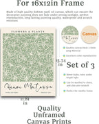 HesenDot Matisse Sage Green Wall Art Set of 3, William Morris Wall Art Decor - Image 2