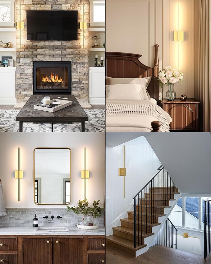 Battery Powered Wall Sconce Set of Two: Gold Wireless Rechargeable Wall Lights - Image 6
