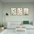 Wood Framed Sage Green Botanical Wall Art Set of 3, Boho Floral Canvas Wall - Image 9