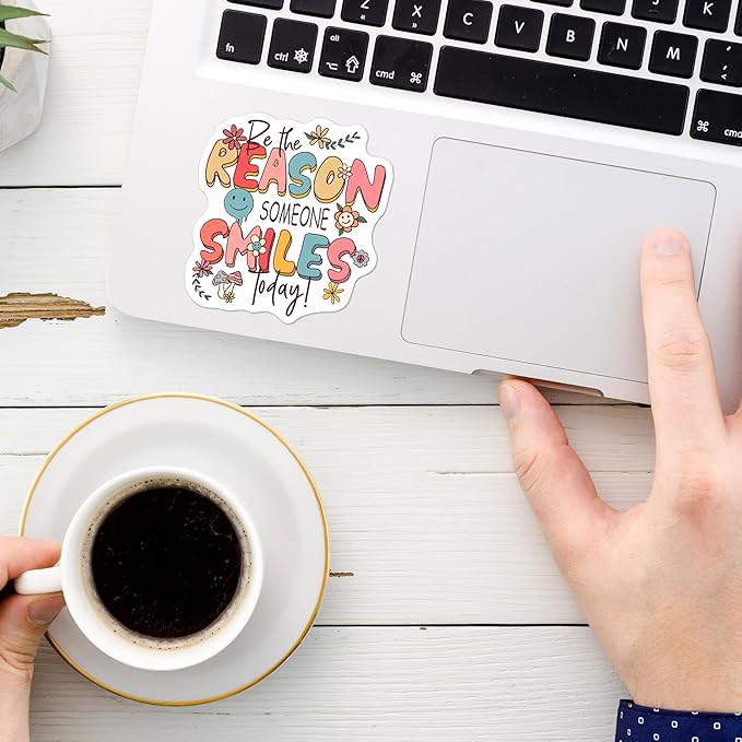 Be The Reason Someone Smiles Today Stickers 3Pcs Motivational Inspirational Quote Stickers Vinyl Waterproof Decals for Notebook, Tumbler, Laptop and Water Bottle